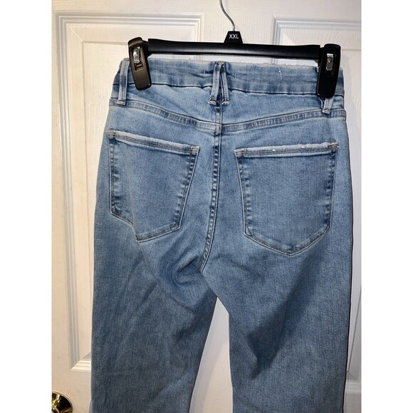 Good American GOOD FLARE Jeans Womens Sz 0/25 Raw Exposed Button Front Lightwash - Picture 7 of 9